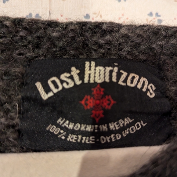 🤎 🩶 Lost Horizon Handknit Cozy Knit Cardigan Kettle Died Thick Wool Oversized - Picture 5 of 11